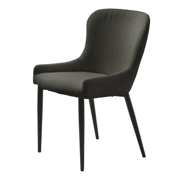 Unbranded Brigitte Deep Grey Boucle Chairs with Black Steel Legs (set of 2)