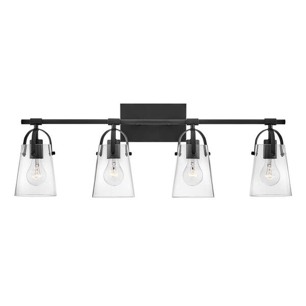 HINKLEY Foster 31.75 in. 4-Light Black Vanity Light 5134BK - The Home Depot