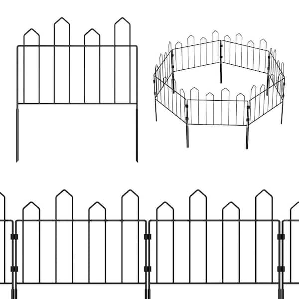 Oumilen 19.5 in. H x 11 ft. L Decorative Garden Fence Rustproof Black ...