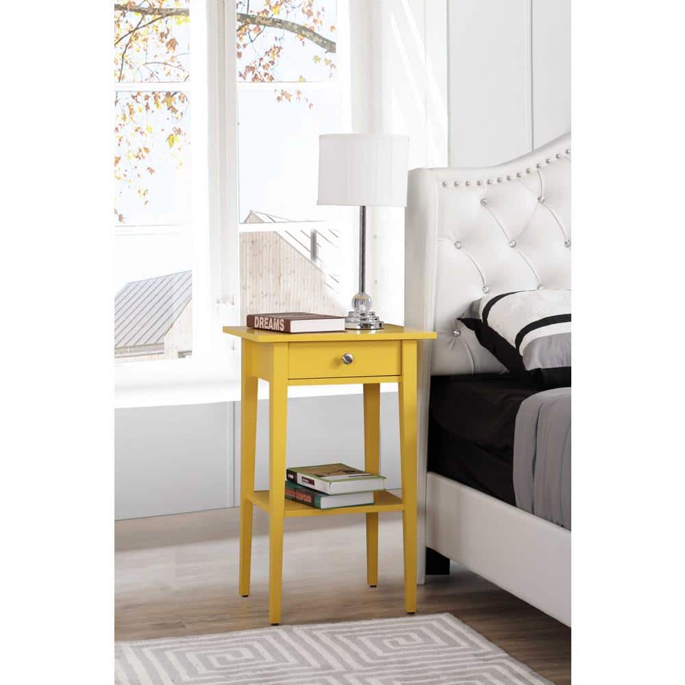 Dalton 1-Drawer Yellow Nightstand (28 in. H x 18 in. W x 14 in. D)