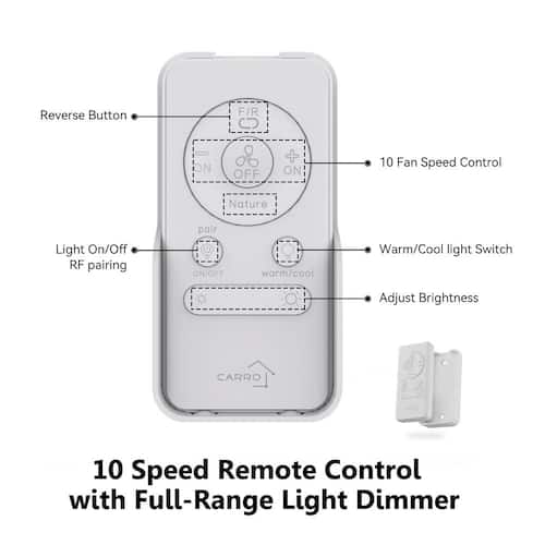 Kalmar 60 in. Integrated LED Indoor Matte Black 10-Speed DC Ceiling Fan with Light Kit Color Changing Remote Control CARRO Ceiling Fans With Lights