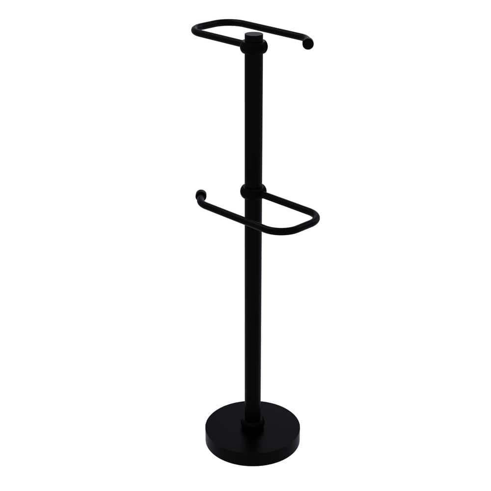 Matte Black Freestanding Double Roll Toilet Paper Holder