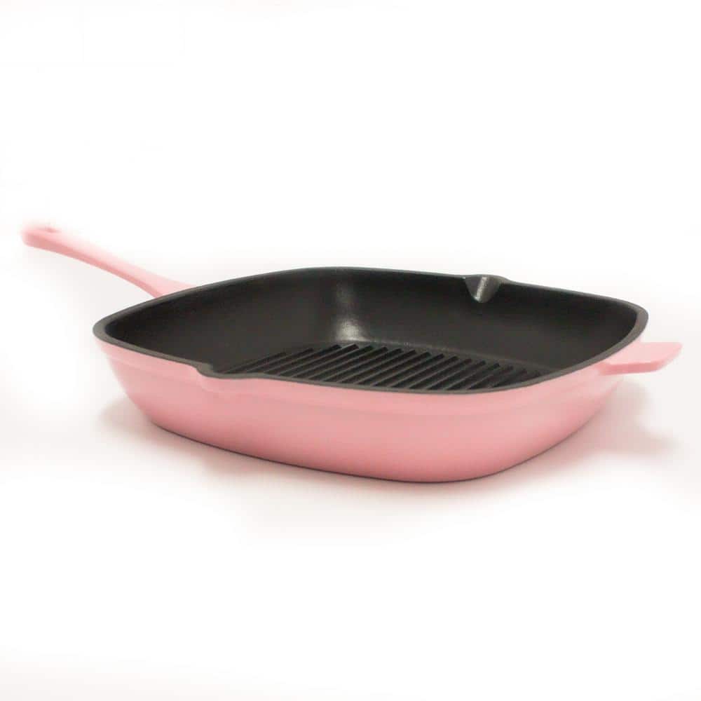 BergHOFF Neo11 in. Cast Iron Square Pink Grill Pan 2211073 - The