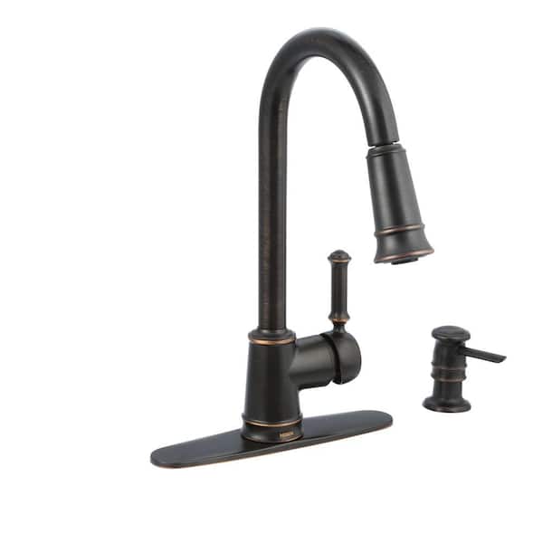 MOEN Lindley Single-Handle Pull-Down Sprayer Kitchen Faucet with Reflex and Power Clean in Mediterranean Bronze