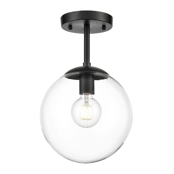 Light Society Zeno 1-Light Black/Clear Globe Ceiling Light with Glass Shade
