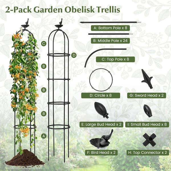 2-Pack 79 in. H x 12 in. W PE-Coated Steel Trellis in Black