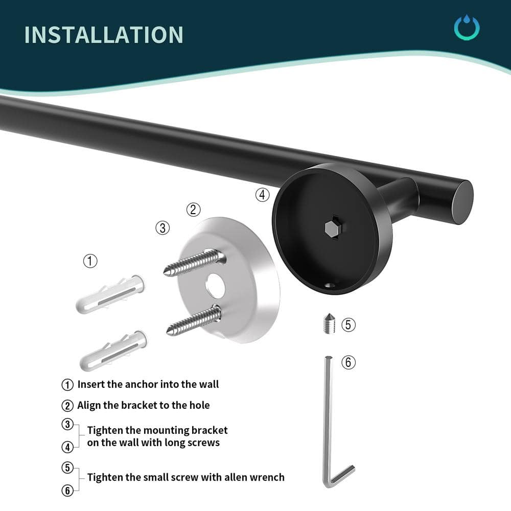 Matte Black 5-Piece Stainless Steel Bathroom Hardware Set