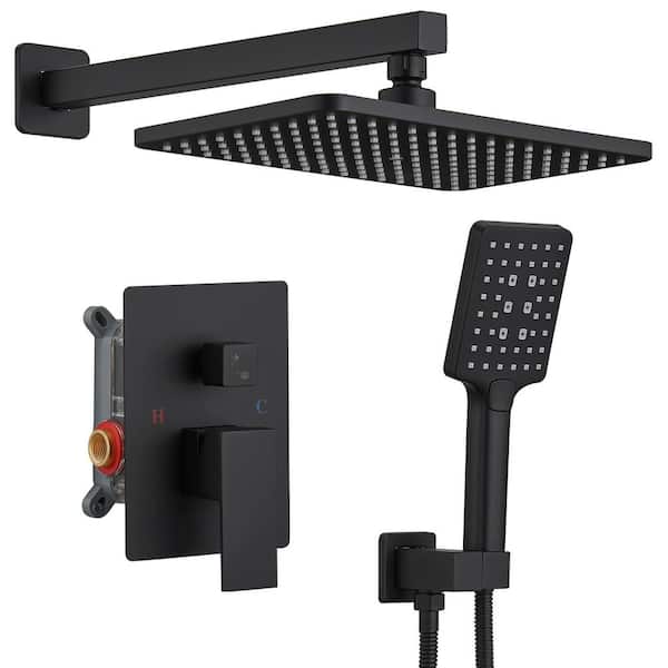 Single Handle 2-Spray Shower Faucet 2.5 GPM with Adjustable Heads in Matte Black