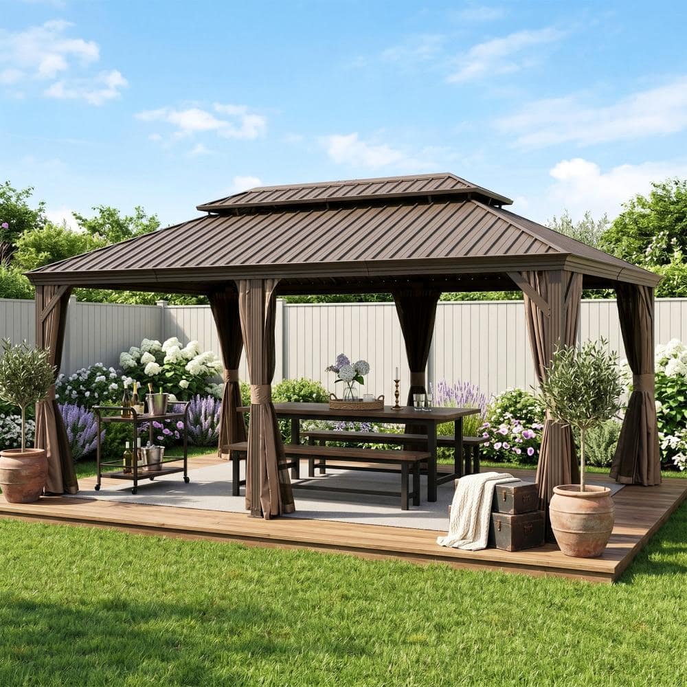 ToolCat 14x24 ft. Hardtop Gazebo, Upgraded Steel Roof, Aluminum