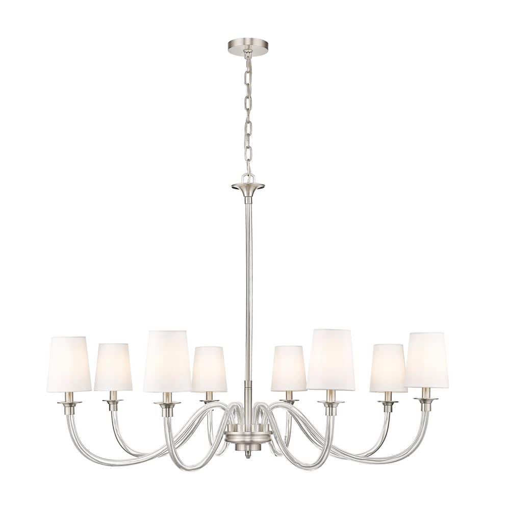 Katerina 8 Light Brushed Nickel Shaded Empire Chandelier for Indoor Use wit