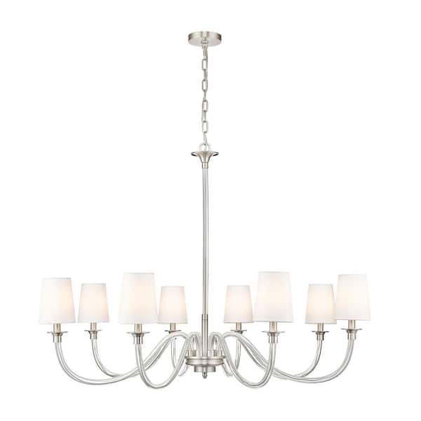 Unbranded Katerina 8 Light Brushed Nickel Shaded Empire Chandelier for Indoor Use with No Bulbs Included