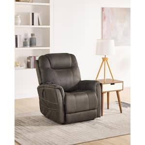 Thames Fabric Gunmetal Brown Recline Chair with Lift and Headrest