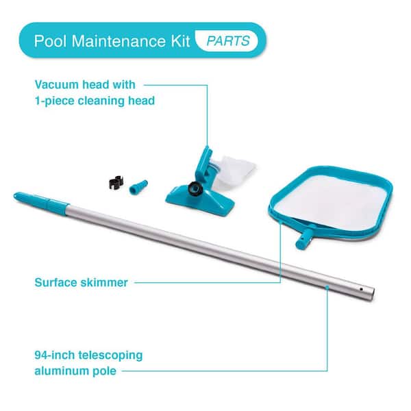 28002E Maintenance Pool Kit Vacuum Skimmer, Pole and Pool Vacuum (Pool Sold Separately)