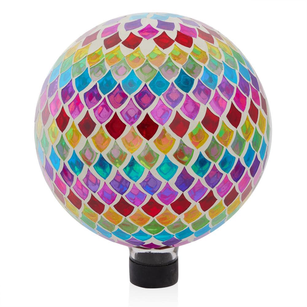 Multi-color Glass Gazing Globe with Mosaic Teardrop Design