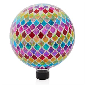 Multi-color Glass Gazing Globe with Mosaic Teardrop Design