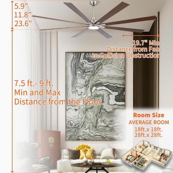 Realmate Amice 84 in. Indoor Brushed Nickel Standard Downrod Mount