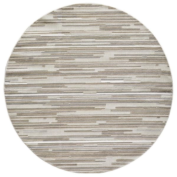 HomeRoots Gray 8 ft. Round Woven Polypropylene Round Indoor/Outdoor Area Rug