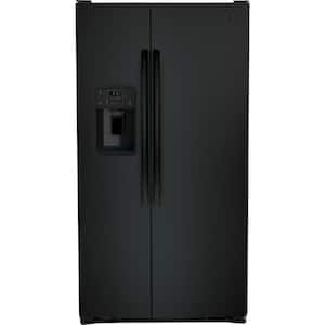 36 in. 25.3 cu. ft. Side by Side Refrigerator in Black, Standard Depth