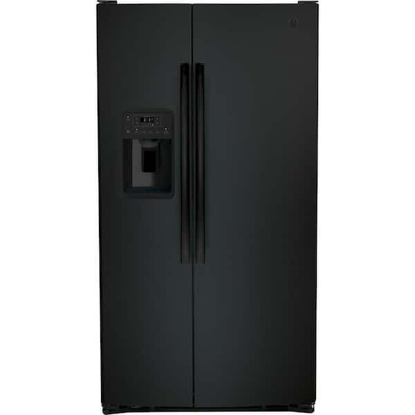 GE 25.3 cu. ft. Side by Side Refrigerator in Black, Standard Depth, ENERGY STAR