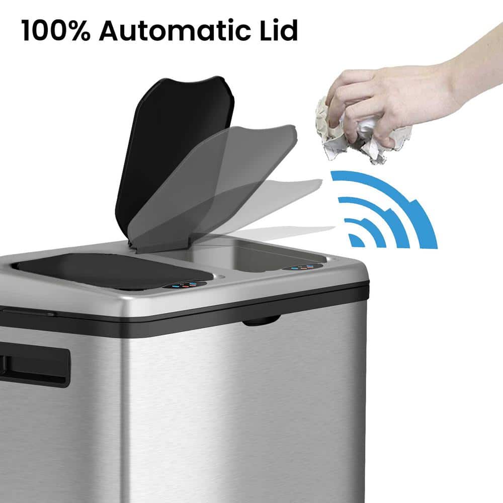 Erik Stainless Steel 16 Gallon Motion Sensor Trash and Recycling Bin
