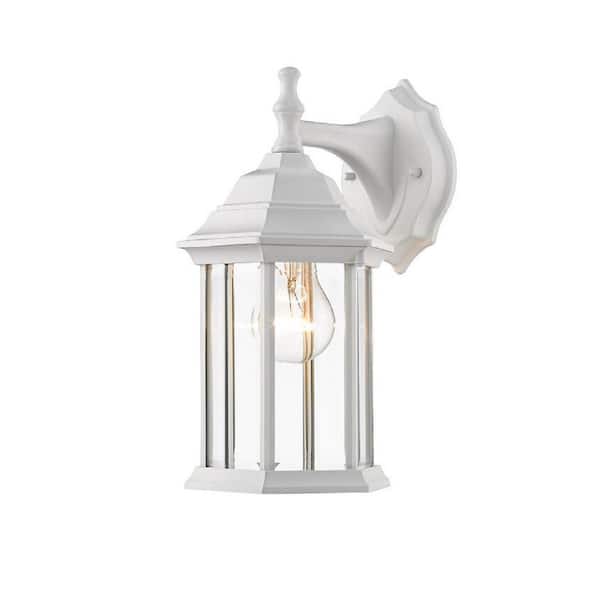 Unbranded Waterdown Gloss White Outdoor Hardwired Lantern Wall Sconce with No Bulbs Included