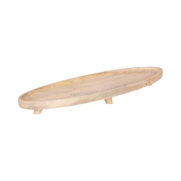Tomaz 22 in. W x 2 in. H x 7 in. D Oval Natural Wood Decorative Serving Tray