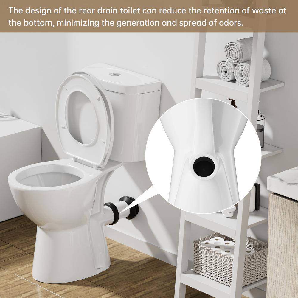 19 in. Tall White Ceramic Two-Piece Dual Flush Toilet