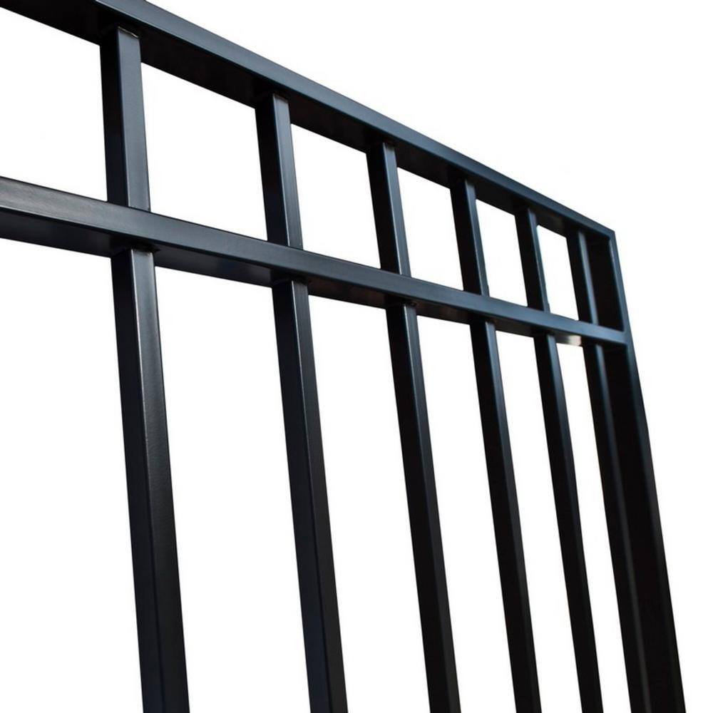 Madrid Style Black Steel Garden Fence Panels, 8 x 5 Feet, Set of 2