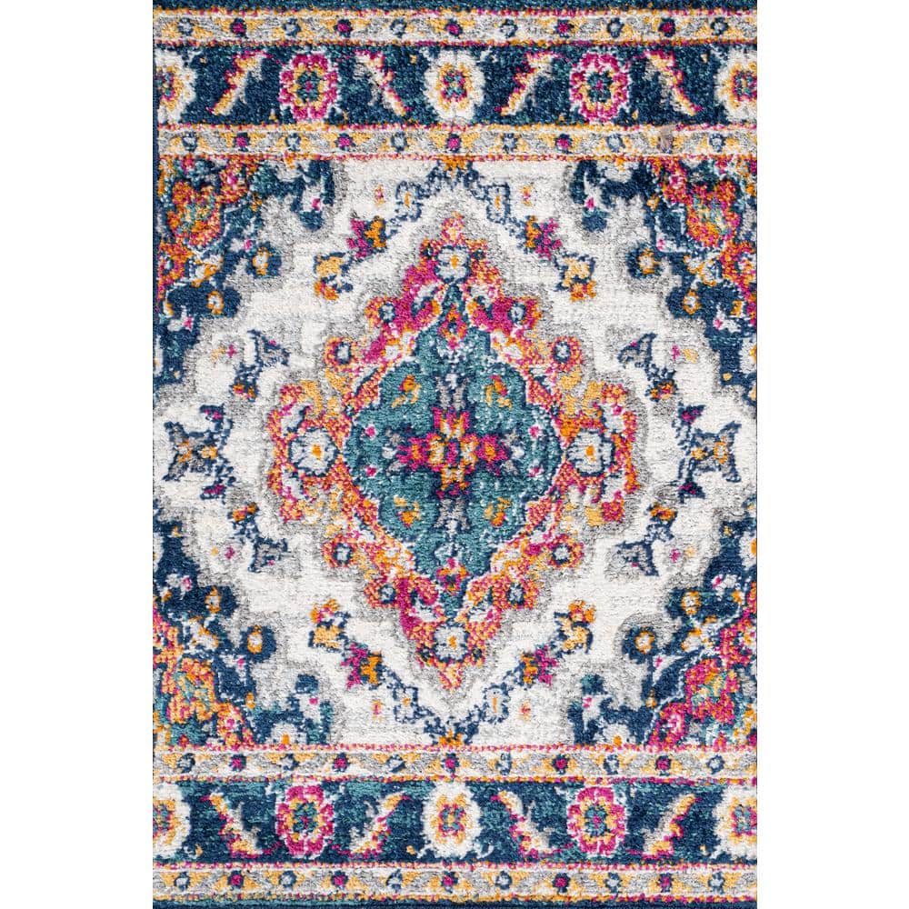 Bohemian Blue and Multicolor Medallion Area Rug 2 x 3