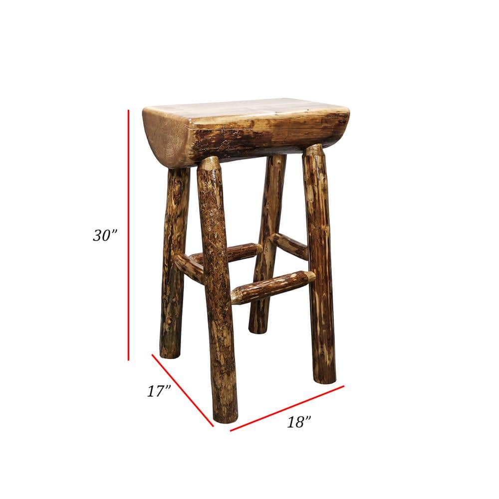 Rustic Lodge Pine Brown Backless Barstool, 30" Height