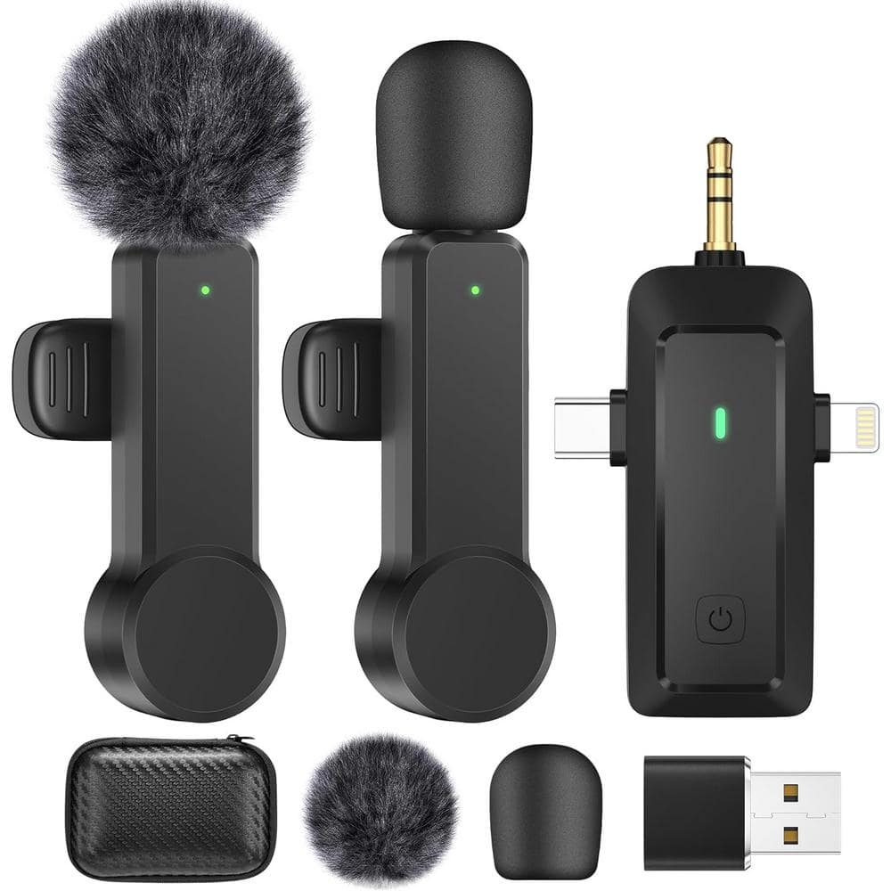 Professional Clear Sound Quality Wireless Lavalier Microphone for iPhone/Android/Camera - Cordless Lapel Mics in Black -  Etokfoks, MLPH030LT022