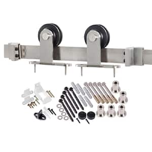 78.75 in. Premium Stainless Steel Finished Steel Top Strap Barn Door Track and Hardware Kit for Single Door