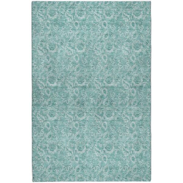 Dream Shag Premium Machine Washable Abstract ADS662 Teal 10 ft. x 14 ft. Area Rug