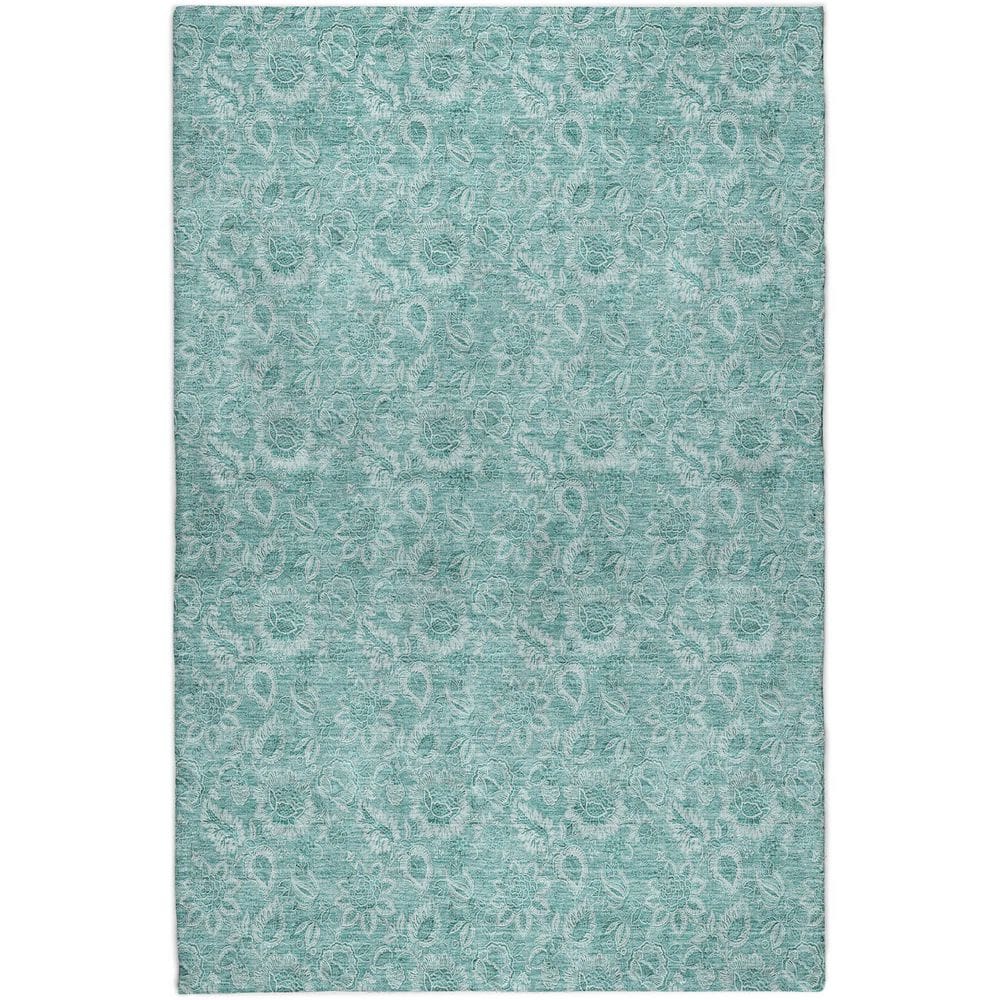 Dream Shag Premium Machine Washable Abstract ADS662 Teal 3 ft. x 5 ft. Area Rug price history on PriceWatchPro