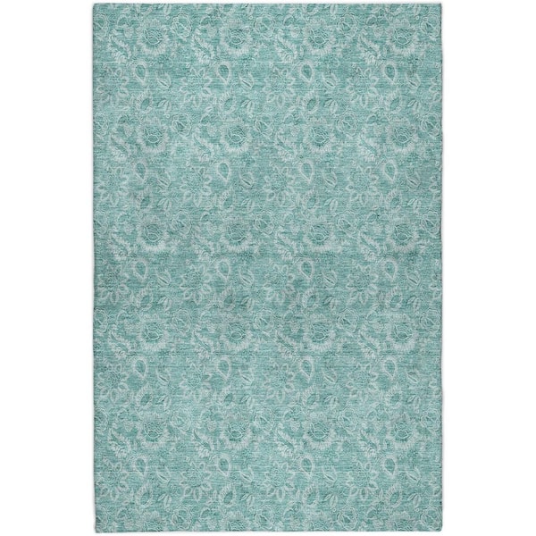 Dream Shag Premium Machine Washable Abstract ADS662 Teal 5 ft. x 7 ft. 6 in. Area Rug