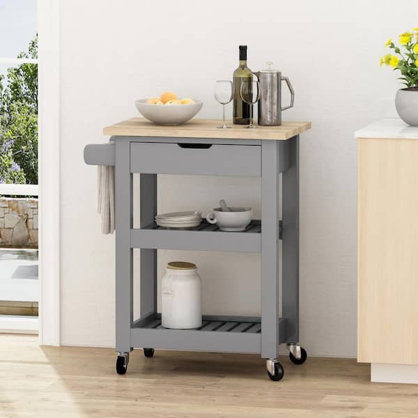 ANTFURN Grey Kitchen Cart with Shelf;Spice Rack;Wheels