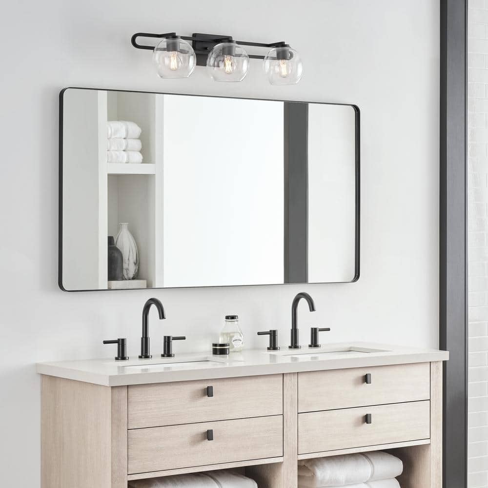 Midnight Black 3-Light Dimmable Glass Vanity Fixture