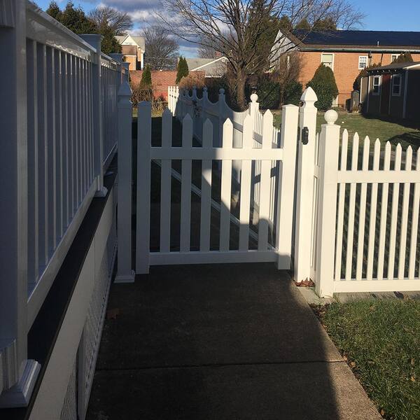 Weatherables Ellington 5 ft. W x 5 ft. H Tan Vinyl Picket Fence Gate Kit Includes Gate Hardware