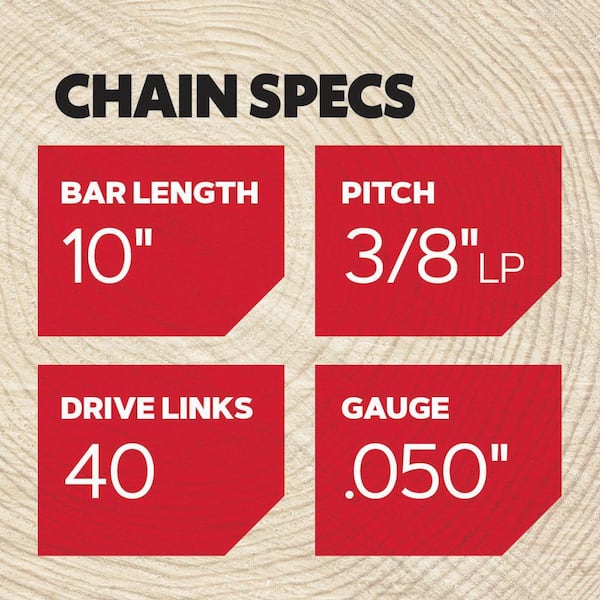 S40 Chainsaw Chain for 10 in. Bar, Fits Echo, Craftsman, Poulan, Remington, Skil, Husqvarna and More