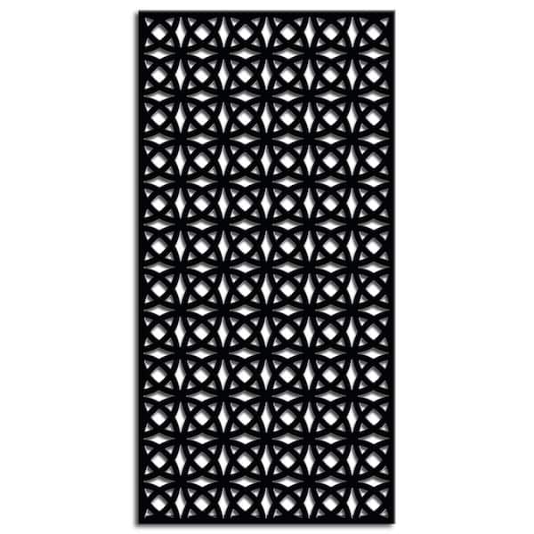 Orbit 3 ft. x 6 ft. Powder Coated Steel Decorative Screen Panel in Black with 6-Screws
