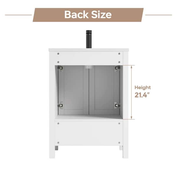 DELUXE DL LIVING Vivi 25 in.W Single Sink White Freestanding Bath