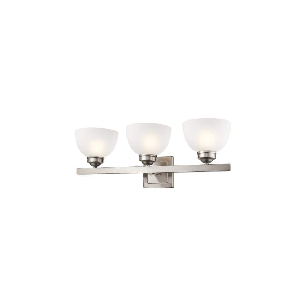 Somerset Brushed Nickel 3-Light Bath Vanity with Satin Glass