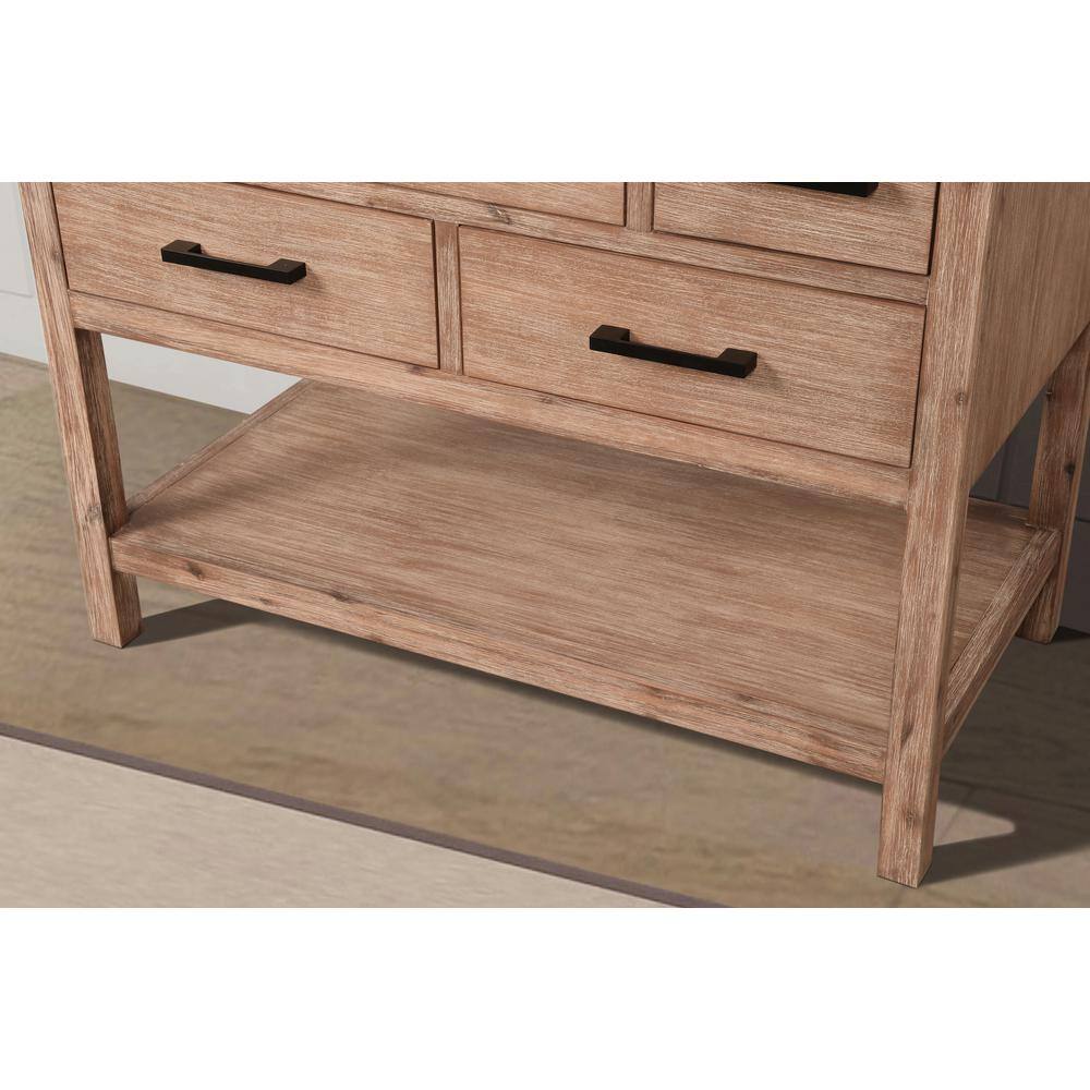 Betty Weathered Brown Solid Fir Wood Bathroom Vanity with Quartz Countertop