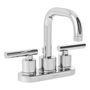 Dia 4 in. Centerset 2-Handle Bathroom Faucet with Drain Assembly in Chrome