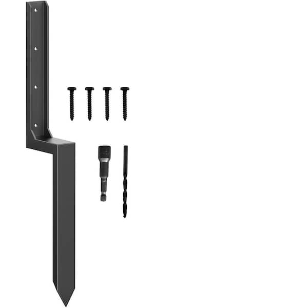 Heavy-Duty Black 11-Gauge Steel Fence Post Anchor Repair Kit for 4 x 4 and 6 x 6 Wood Posts (1-Pack)