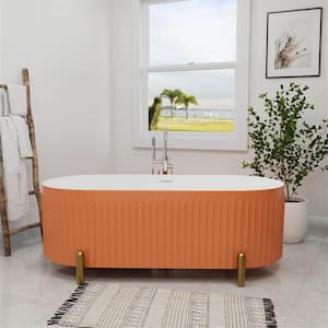 67 in. x 31 in. Acrylic Flat Bottom Soaking Bathtub Non-Whirlpool with Center Drain and Overflow in Orange