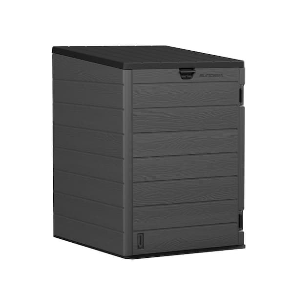 3 ft. x 3.5 ft Vertical Plastic Storage Resin Shed for Rolling Trash Cans with lockable Flip lid