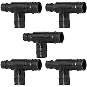 1-1/2 in. x 1 in. x 1-1/2 in. PEX-A Reducing Tee Pipe Fitting Plastic Poly Alloy Expansion Barb in Black (Pack of 5)
