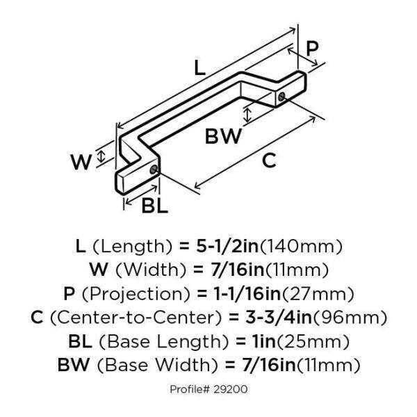 Brushed Nickel 5-1/2 Inch Modern Cabinet Pull