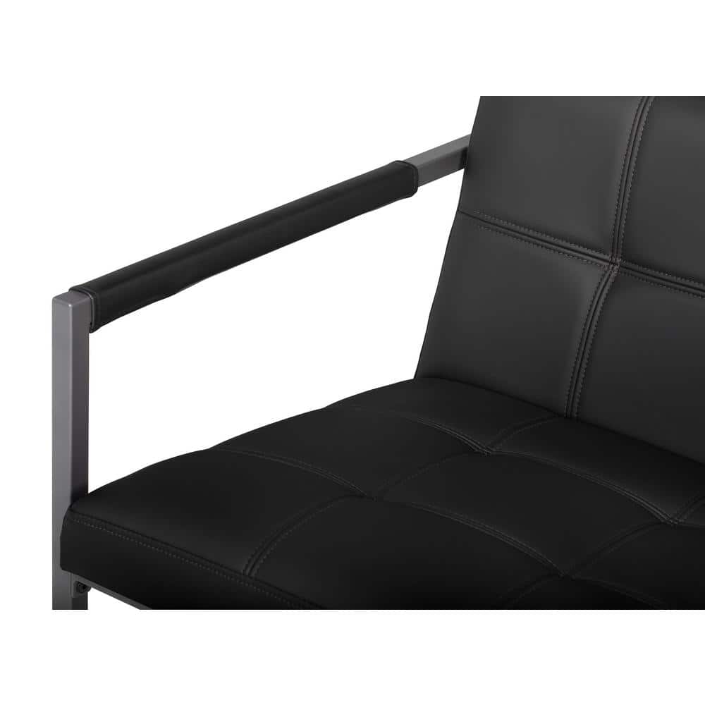 Camber Modern Black Leather Accent Chair with Metal Frame